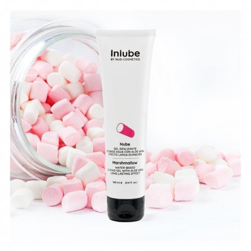 Presentación del Inlube Nube con un sabor exquisito para zonas íntimas y usar en tu relación, tus juguetes y prácticas orales.