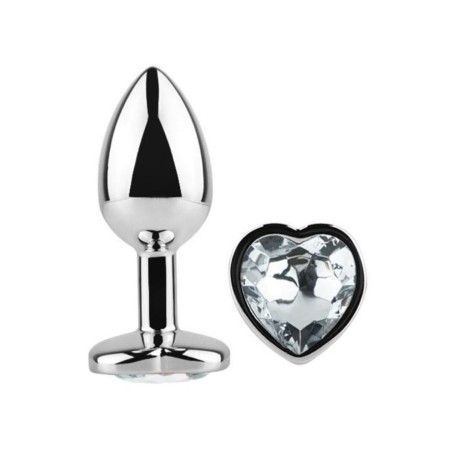 Plug Afterdark con joya blanco y base en forma de corazón.